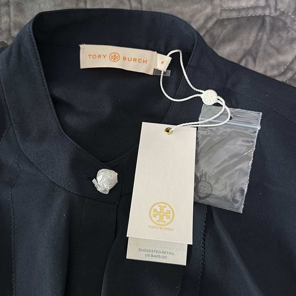 Tory Burch NWT The Jane Dress – Navy Button-Down Silhouette (Knee Length) - Picture 12 of 15
